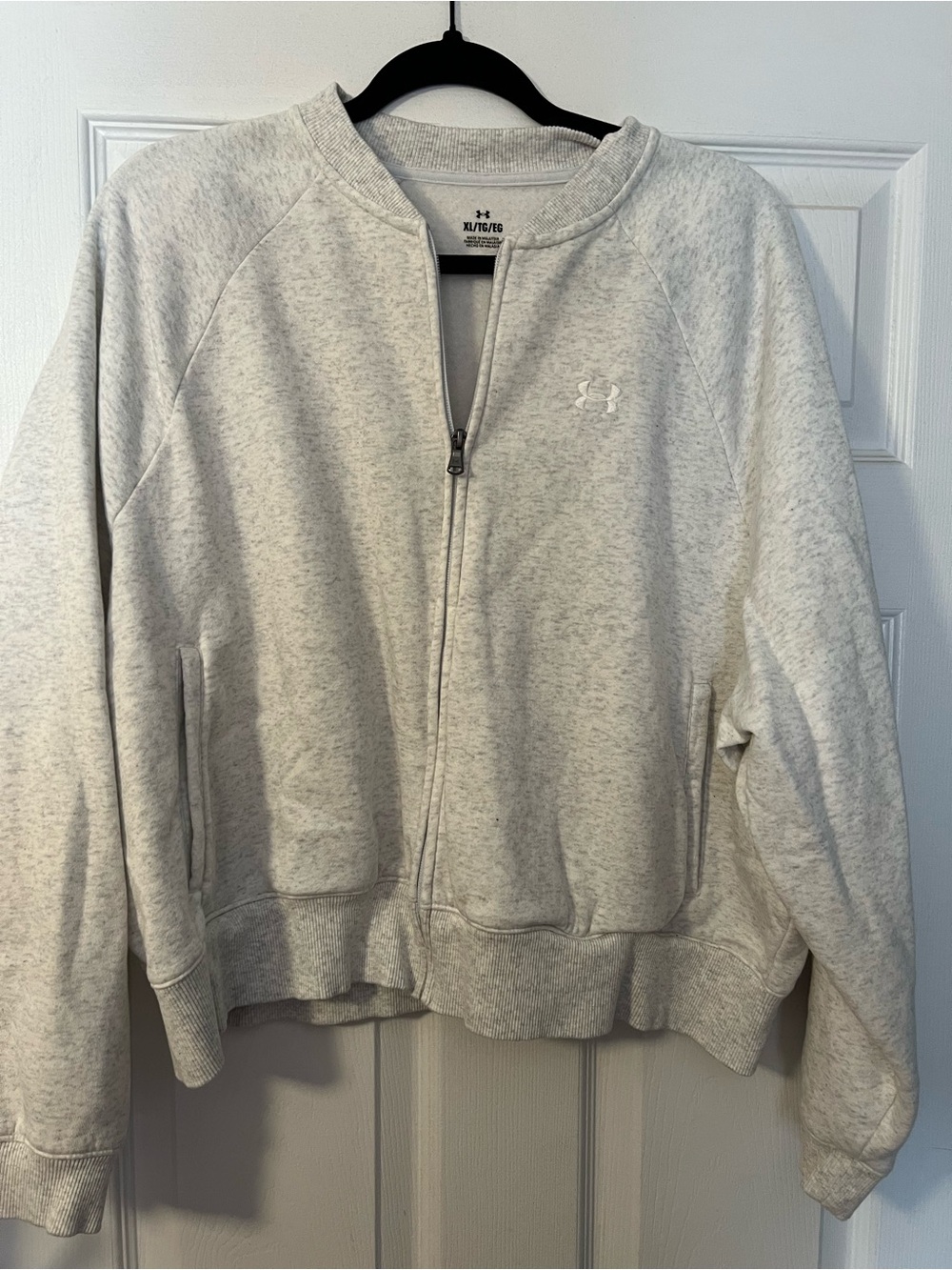 #406 Under Armour Women’s Gray Full Zip Fleece Jacket XL Heather Sweatshirt EUC